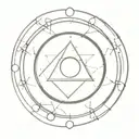 alchemy transmutation circle, human transmutation for recovery of the soul and mind, cosmic connection tattoo design idea