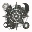 alchemy transmutation circle, human transmutation for recovery of the soul, cosmic connection tattoo design idea