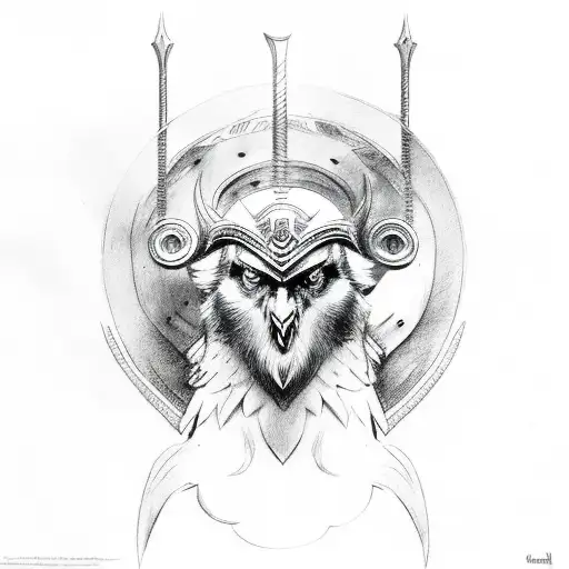 odin with 2 ravens tattoo design idea