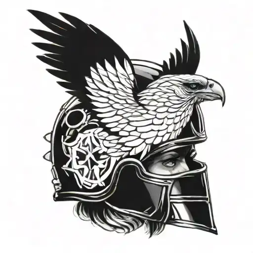 Valkyrie with wings helmet Nordic symbol face paint crows tattoo design idea