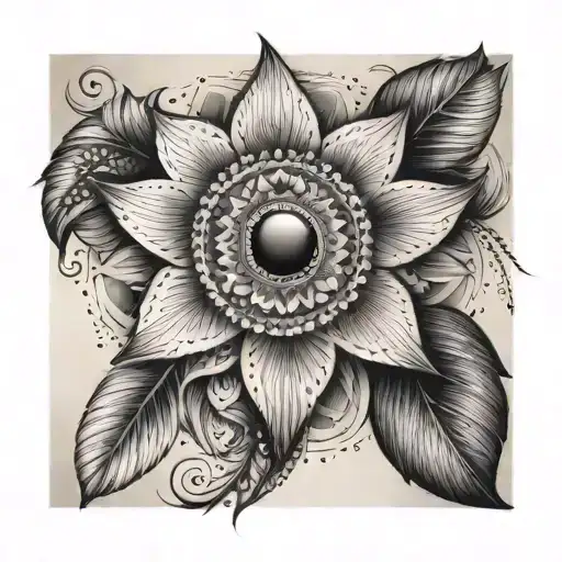 Create a tattoo of a mandala with hidden peacock feathers integrated into the design tattoo design idea