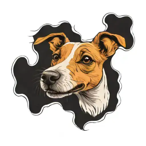 grinning jack russell terrier tattoo design idea
