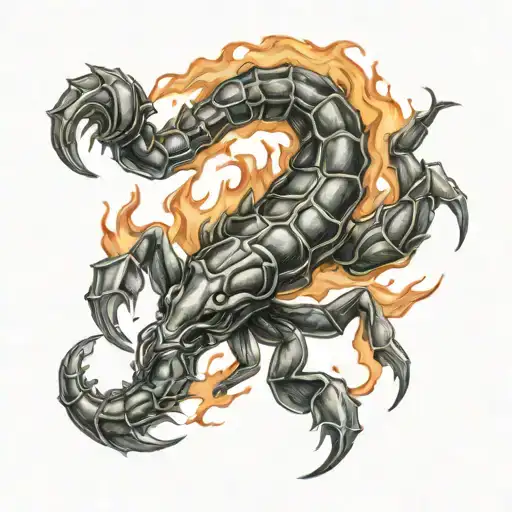 Scorpio wtih fire flames tattoo design idea