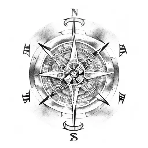 Viking Compass with a wolf tattoo design idea