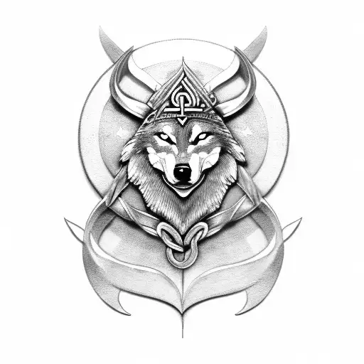 Viking Compass with a wolf tattoo design idea