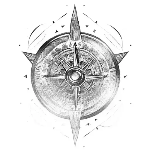 Viking Compass with a wolf tattoo design idea