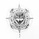 Viking Compass with a wolf tattoo design idea