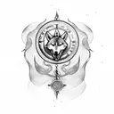 Viking Compass with a wolf tattoo design idea