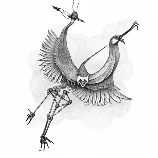 Crane Skeleton tattoo design idea