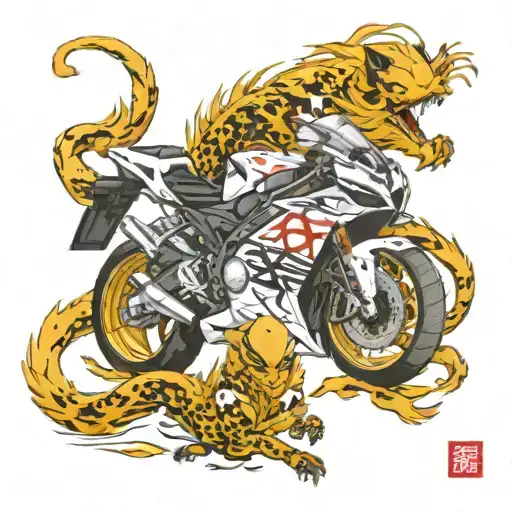 cbr600rr with kurama nine tail full body tattoo design idea