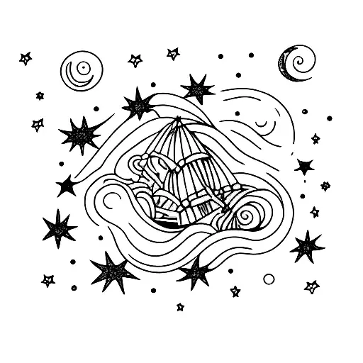 Starry night sky tattoo design idea