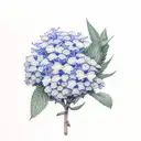 monarch butterfly with a sage sprig on a blue hydrangea tattoo design idea