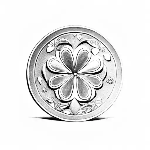lucky clover coin  tattoo design idea