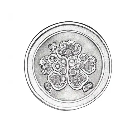 lucky clover coin  tattoo design idea