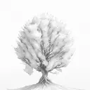 willow tree with dog paw print tattoo design idea