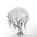 willow tree with dog paw print tattoo design idea