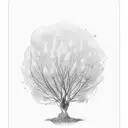 willow tree with dog paw print tattoo design idea