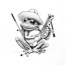 Frog playing banjo smoking a cigarette  tattoo design idea