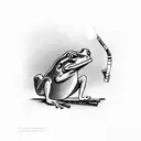 Frog playing banjo smoking a cigarette  tattoo design idea