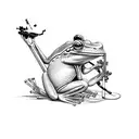 Frog playing banjo smoking a cigarette  tattoo design idea
