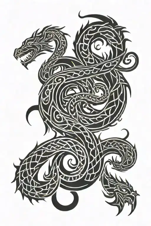 Viking Ragnarok serpent coming tattoo design idea