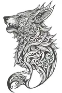 Viking Sneak Tribal wolf howling tattoo design idea