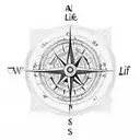 A sketch of a compass with the phrase 'live a life you will remember' tattoo design idea