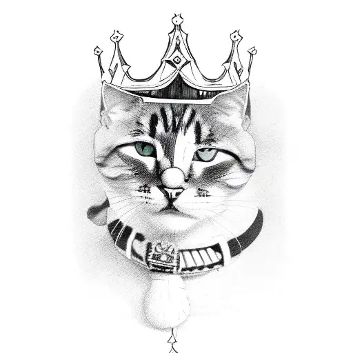cat scratching the human king and became the king itself tattoo design idea