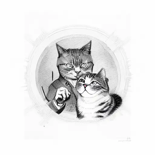 cat scratching a king tattoo design idea