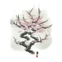 samurai with cherry blossom tree tattoo design idea