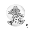 samurai with cherry blossom tree tattoo design idea