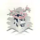 samurai with cherry blossom tree tattoo design idea