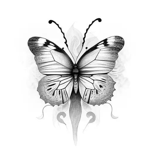 half butterfly half louts flower tattoo design idea