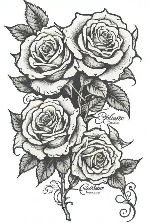 Roses, with the names Waylon and Winston in cursive tattoo design idea