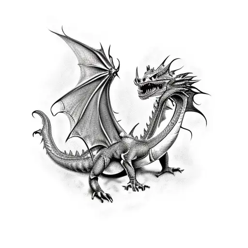 knight fighting dragon  tattoo design idea