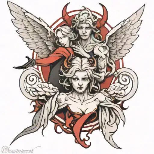 angel and demon tattoo design idea
