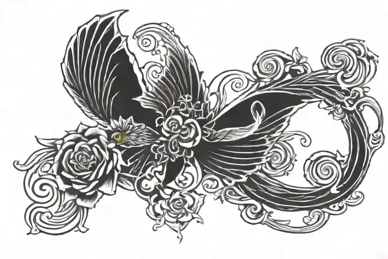 Mistress M Mistress N Flying written tattoo design idea