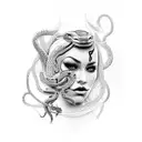 female face with snakes surrounding her  tattoo design idea