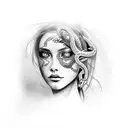 female face with snakes surrounding her  tattoo design idea