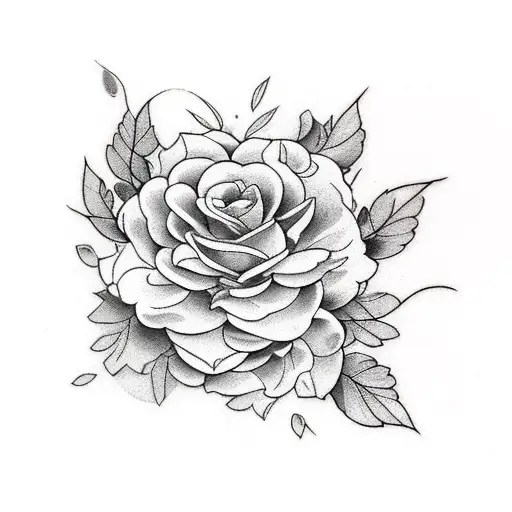 Bouquet of 2 gardenias with some leaf with fine features tattoo design idea