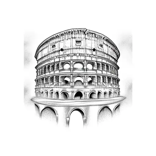 Anime character wearing a Harry Potter robe in front of the Colosseum tattoo design idea