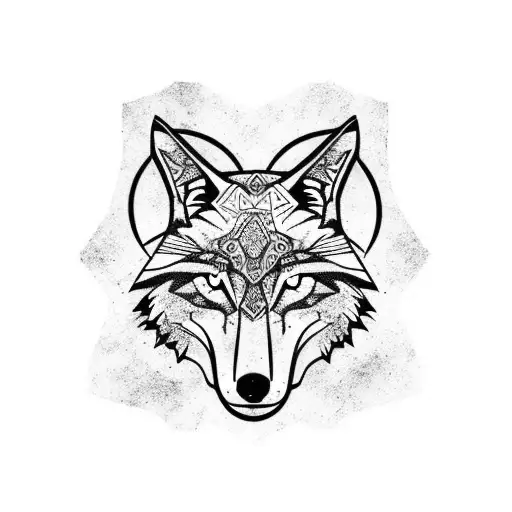  wolf and fox for couple tattoo design idea