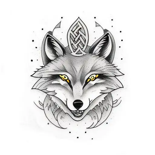 norse pagan wolf and fox tattoo tattoo design idea
