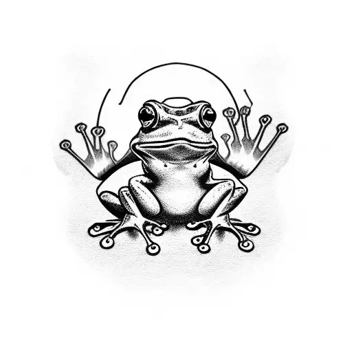dancing frog tattoo design idea