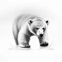 Young polar bear cub looking at reflection in water at adult bear tattoo design idea