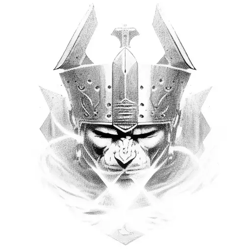 warrior kneeling down  tattoo design idea