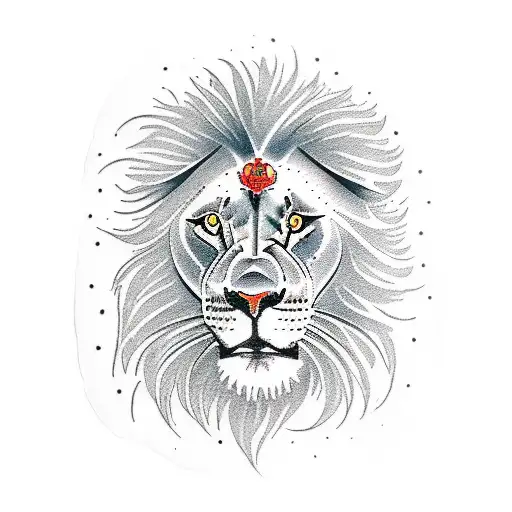 warrior kneeling down with lion fur tattoo design idea