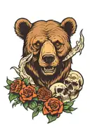 bear and skull tattoo design idea