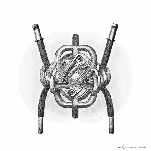 An intricately designed stethoscope intertwined with barbells and dumbbells tattoo design idea