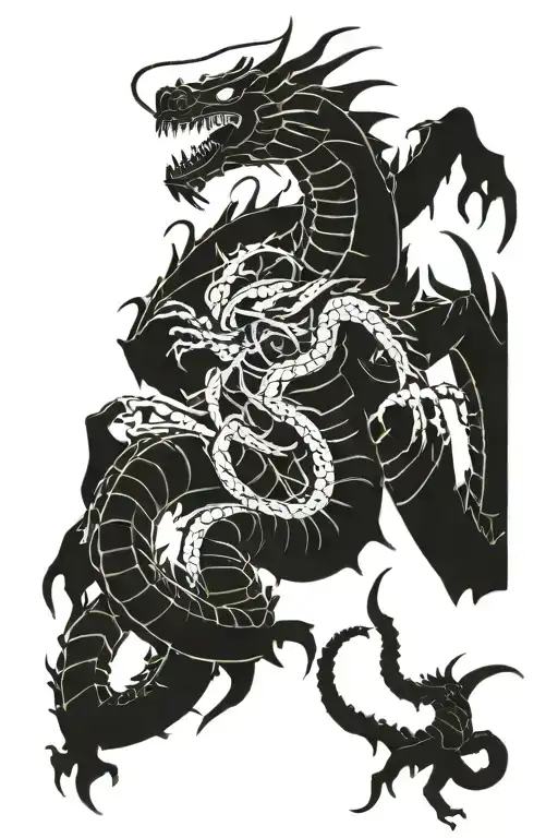 dragon fighting a  giant scorpion tattoo design idea